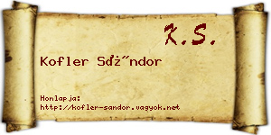 Kofler Sándor névjegykártya